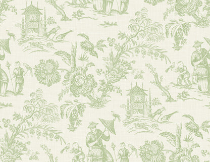 Seabrook Designs French Country Colette Chinoiserie Toile Country Green Matte  - FC61804