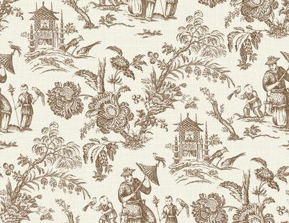 Seabrook Designs French Country Colette Chinoiserie Toile Country Brown Matte  - FC61806
