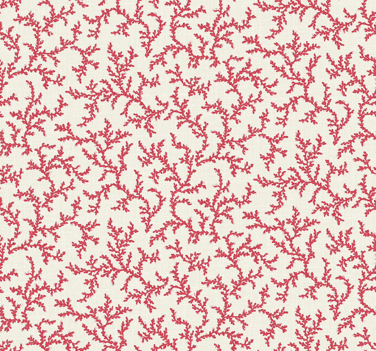 Seabrook Designs French Country Corail Botanical Country Red Matte Sidewall - FC62101