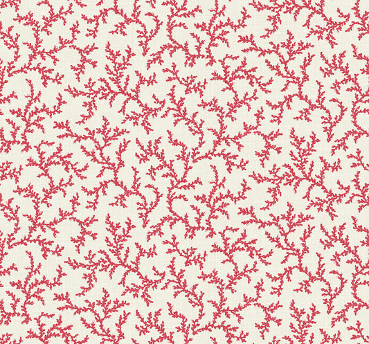 Seabrook Designs French Country Corail Botanical Country Red Matte Sidewall - FC62101