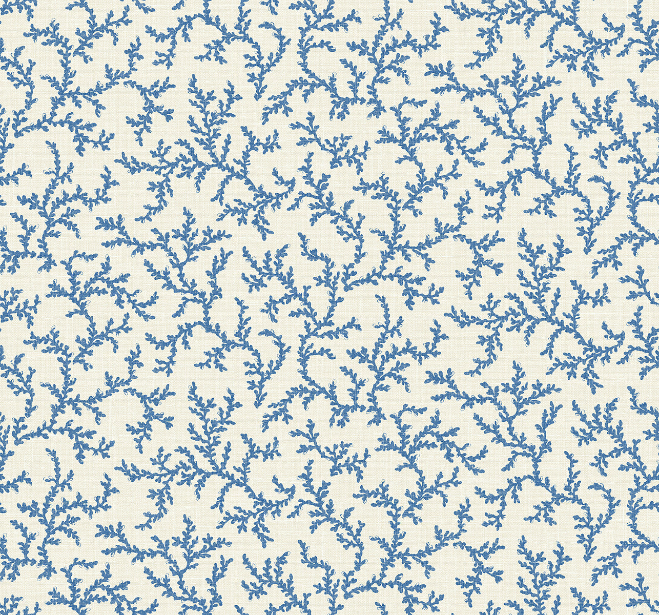 Seabrook Designs French Country Corail Botanical Country Blue Matte Sidewall - FC62102