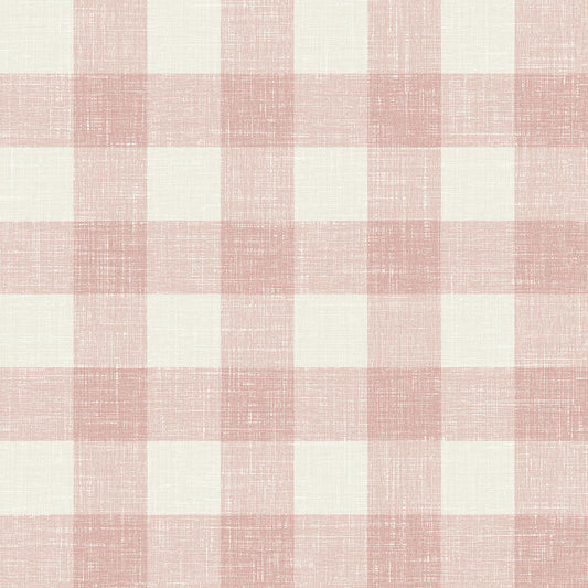 Seabrook Designs French Country Bebe Gingham Plaid Country Pink Matte Sidewall - FC62301