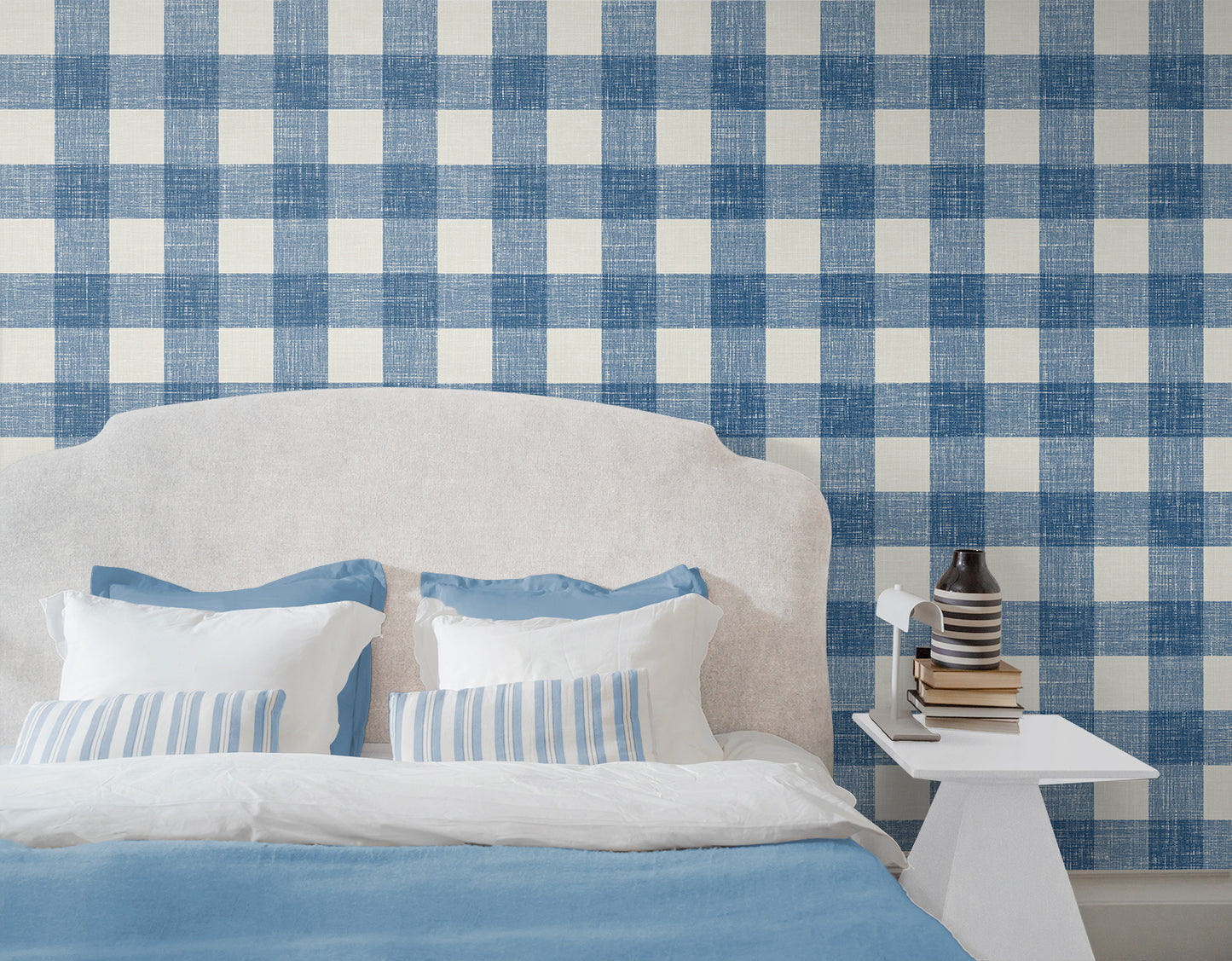 Seabrook Designs French Country Bebe Gingham Plaid Country Blue Matte  - FC62302