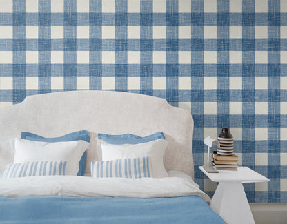 Seabrook Designs French Country Bebe Gingham Plaid Country Blue Matte  - FC62302