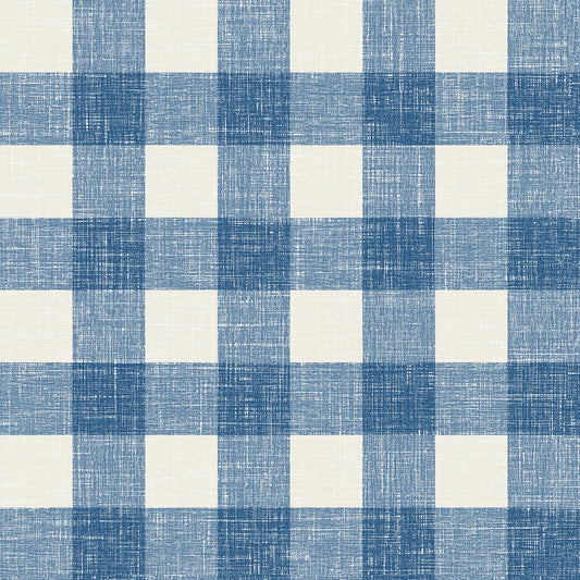 Seabrook Designs French Country Bebe Gingham Plaid Country Blue Matte Sidewall - FC62302