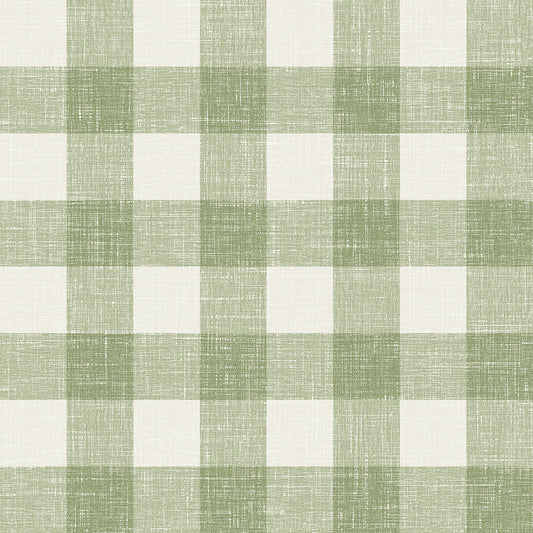 Seabrook Designs French Country Bebe Gingham Plaid Country Green Matte Sidewall - FC62304