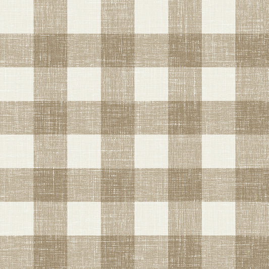 Seabrook Designs French Country Bebe Gingham Plaid Country Brown Matte Sidewall - FC62306