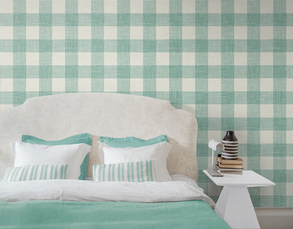 Seabrook Designs French Country Bebe Gingham Plaid Country Green Matte  - FC62314