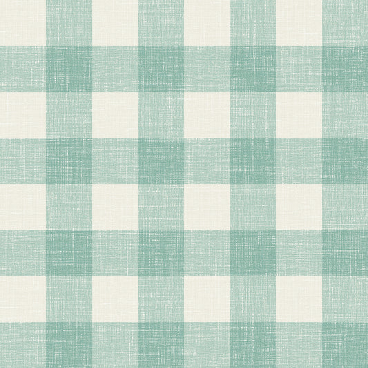 Seabrook Designs French Country Bebe Gingham Plaid Country Green Matte Sidewall - FC62314