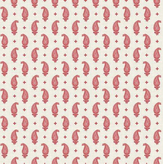 Seabrook Designs French Country Maia Paisley Botanical Country Red Matte Sidewall - FC62401