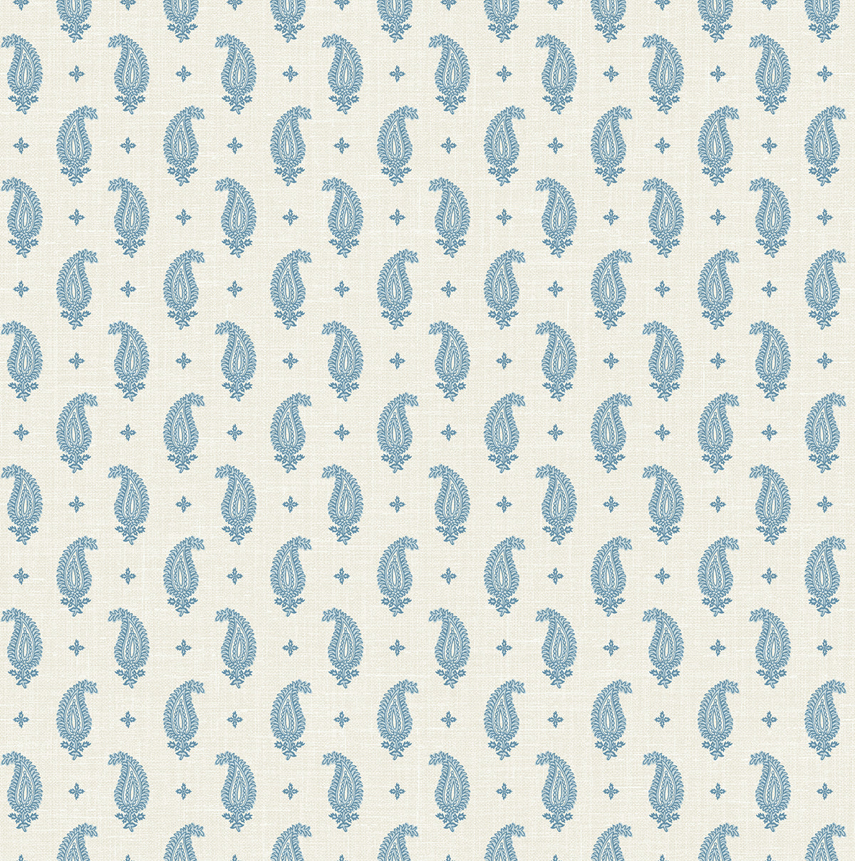 Seabrook Designs French Country Maia Paisley Botanical Country Blue Matte Sidewall - FC62402