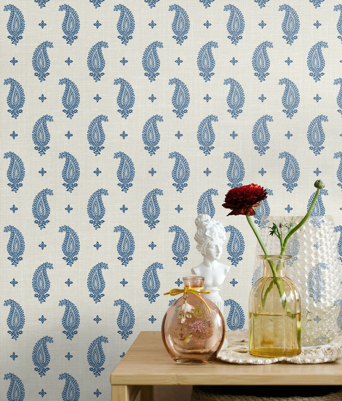 Seabrook Designs French Country Maia Paisley Botanical Country Blue Matte  - FC62412