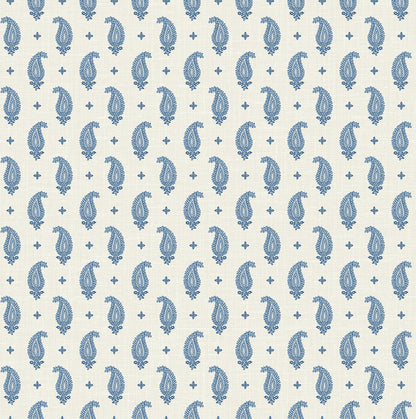 Seabrook Designs French Country Maia Paisley Botanical Country Blue Matte  - FC62412
