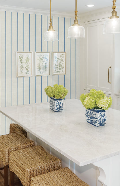 Seabrook Designs French Country Andree Stripe Stripe Country Blue Matte  - FC62502