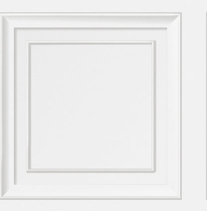 White wallpaper featuring a square panel motif.