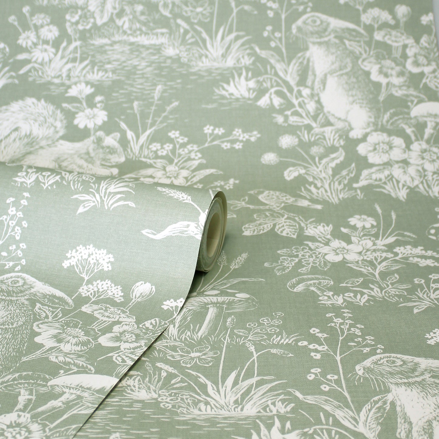 York Wallcoverings Fine Decor Eames Sage Forest Friends Wallpaper Animals Farmhouse Sage  Wallpaper - FD43345