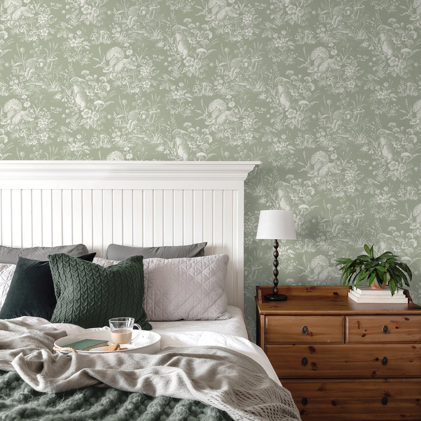 York Wallcoverings Fine Decor Eames Sage Forest Friends Wallpaper Animals Farmhouse Sage  Wallpaper - FD43345