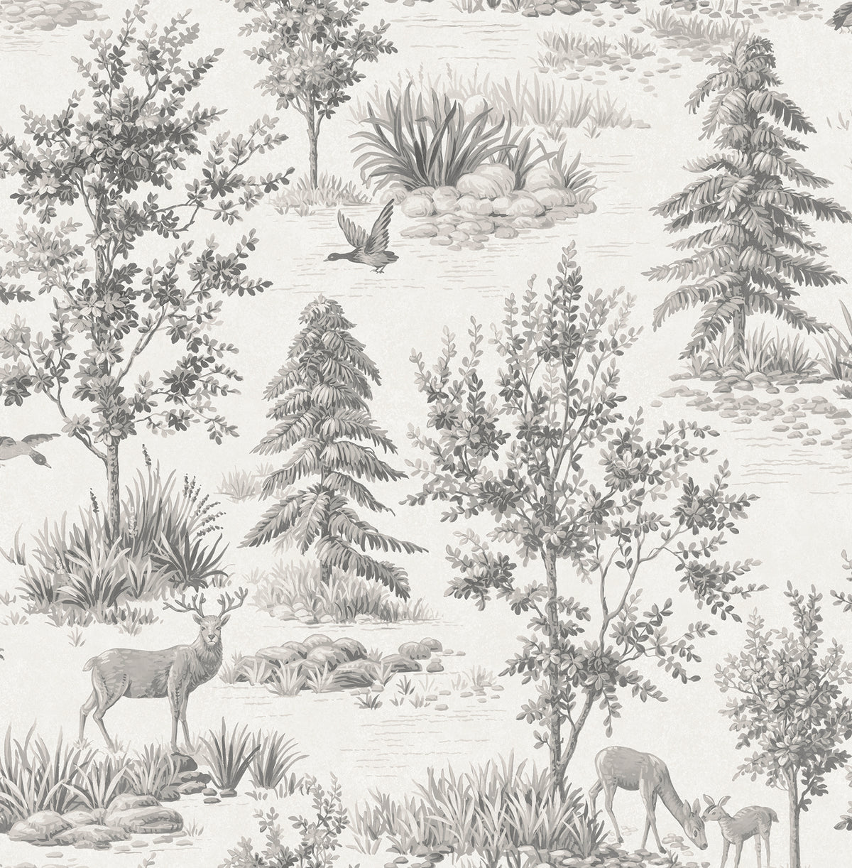York Wallcoverings Fine Decor Dwyer Grey Stag Toile Wallpaper Nature L ...