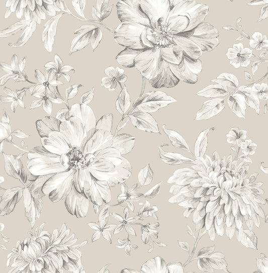 York Wallcoverings Fine Decor Gabriela Champagne Floral Wallpaper Botanical Modern Champagne  Wallpaper - FD43429
