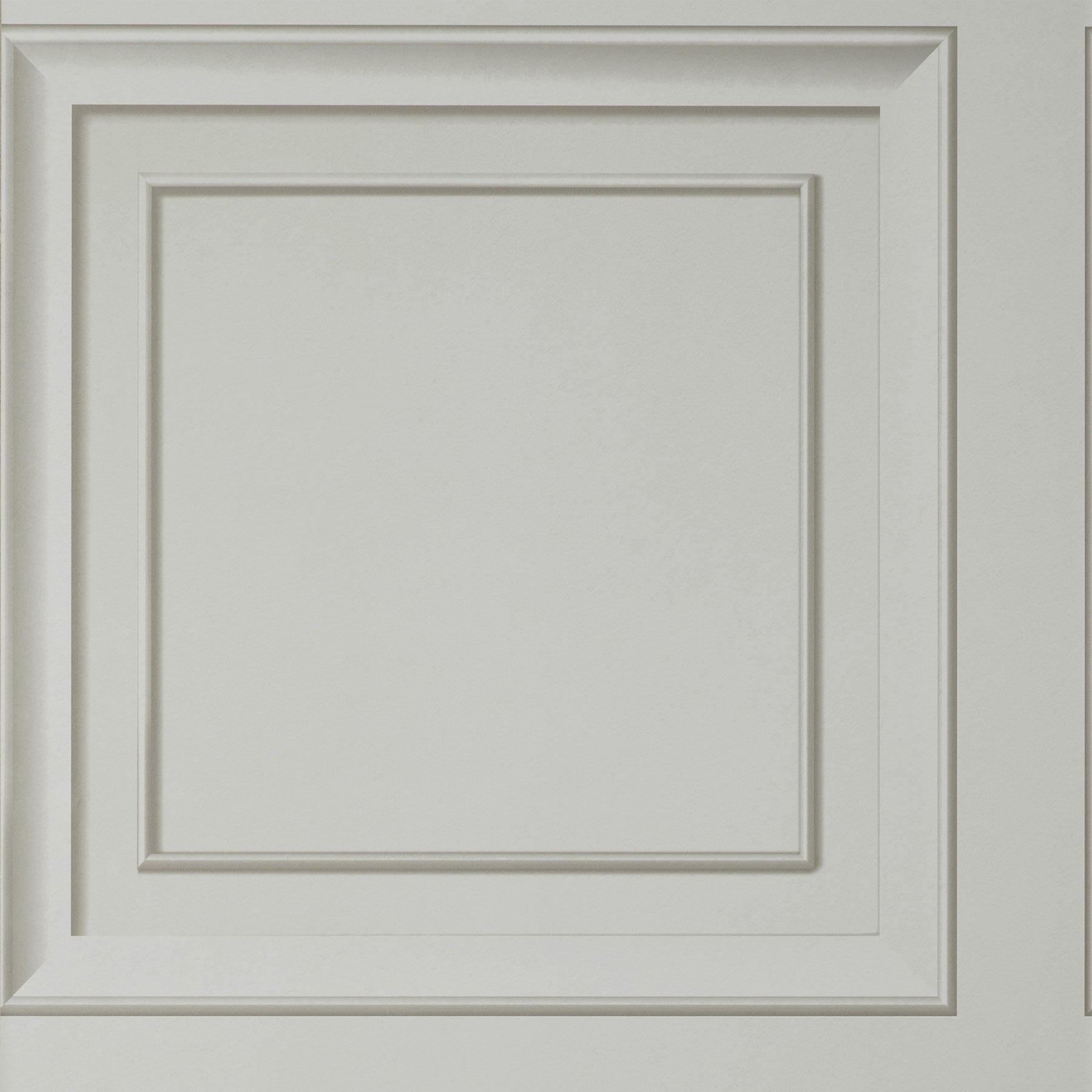Grey square-panel wallpaper with a traditional pattern.