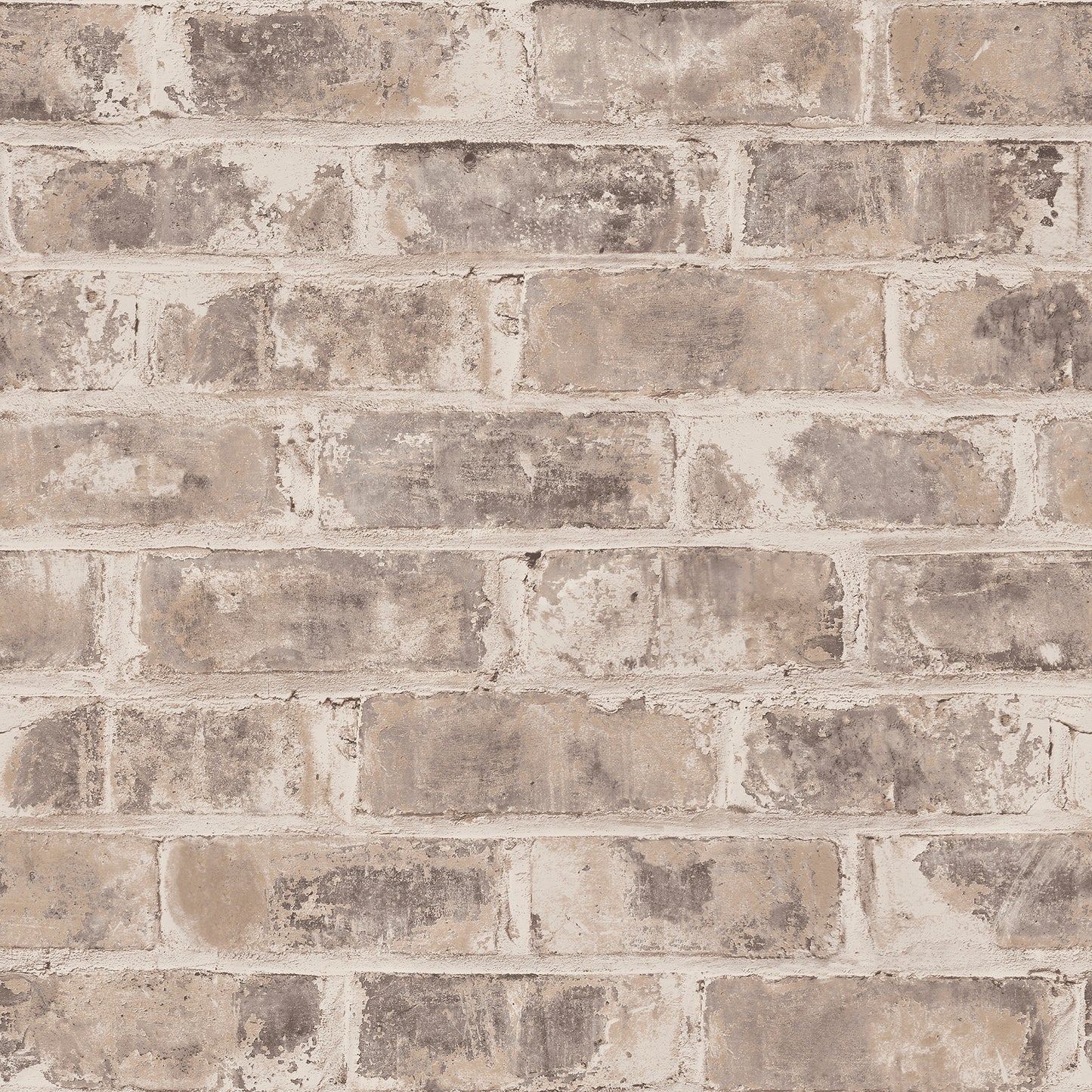 Beige-gray brick wall texture with white mortar, rustic industrial backdrop.