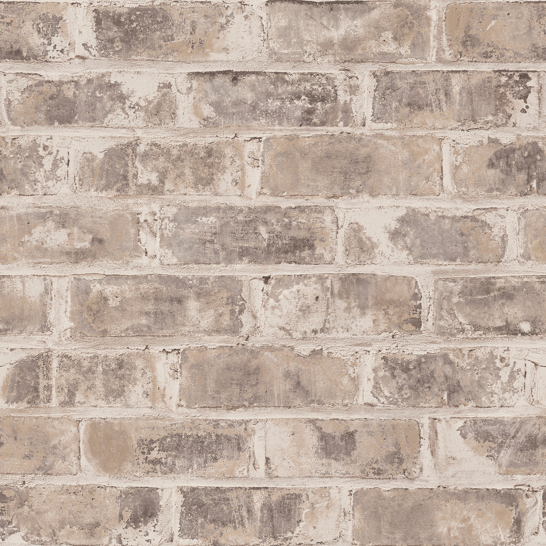 Beige-gray brick wall texture with white mortar, rustic industrial backdrop.