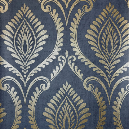 York Wallcoverings Fine Decor Estelle Blue Damask Wallpaper Graphics Traditional Blue  Wallpaper - FD43481