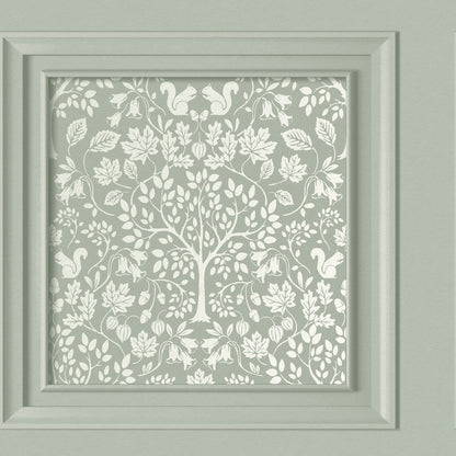 York Wallcoverings Fine Decor Edwina Sage Woodland Panel Wallpaper Animals Feature Wall Sage  Wallpaper - FD43711