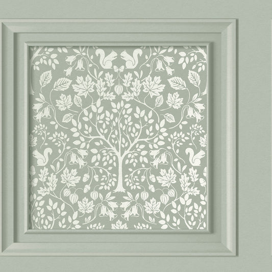 York Wallcoverings Fine Decor Edwina Sage Woodland Panel Wallpaper Animals Feature Wall Sage  Wallpaper - FD43711