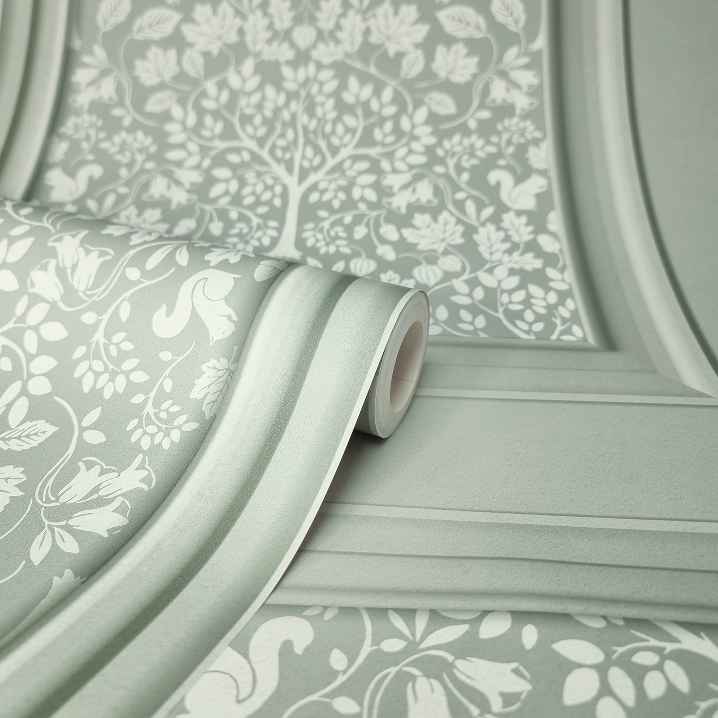 York Wallcoverings Fine Decor Edwina Sage Woodland Panel Wallpaper Animals Feature Wall Sage  Wallpaper - FD43711