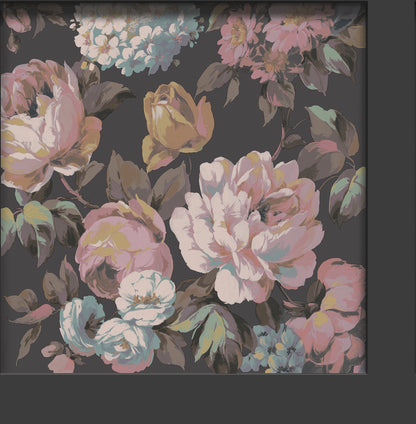 York Wallcoverings Fine Decor Arlene Black Floral Panel Wallpaper Botanical Bohemian Black  Wallpaper - FD43712