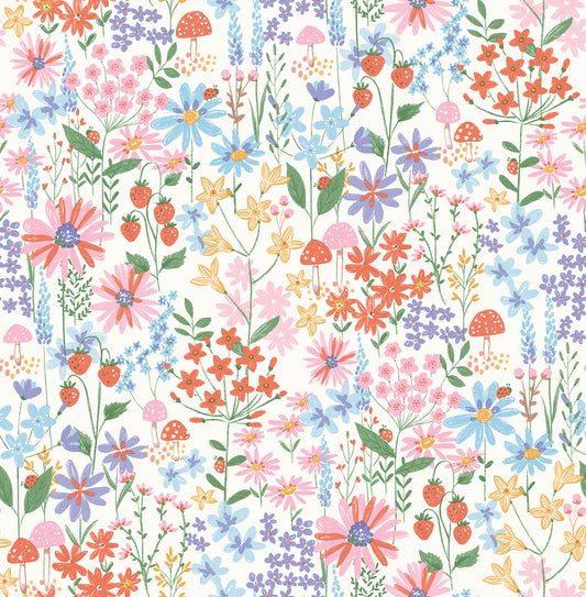 York Wallcoverings Fine Decor Zena Multicolor Berries & Blooms Wallpaper Botanical Whimsical Multicolor  Wallpaper - FD43713