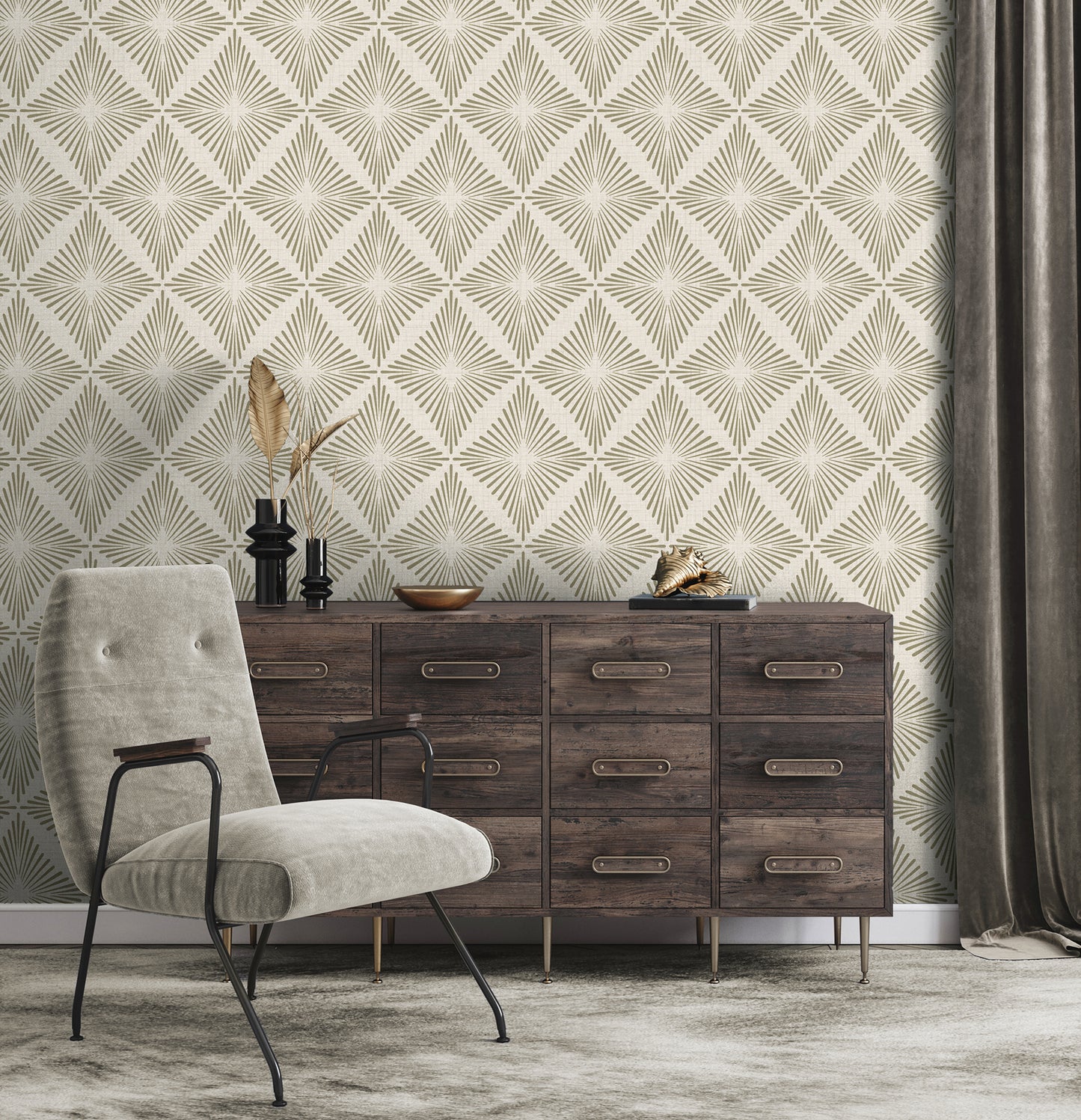 York Wallcoverings Fine Decor Denver Neutral Starburst Wallpaper Graphics Retro Neutral  Wallpaper - FD43749