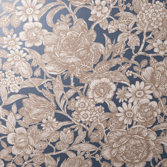 York Wallcoverings Fine Decor Hedgerow Navy Floral Trails Wallpaper Botanical Traditional Navy  Wallpaper - FD43778