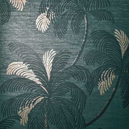 York Wallcoverings Fine Decor Jones Teal Palm Tree Wallpaper Botanical Tropical Teal  Wallpaper - FD43789