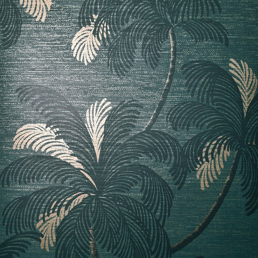 York Wallcoverings Fine Decor Jones Teal Palm Tree Wallpaper Botanical Tropical Teal  Wallpaper - FD43789