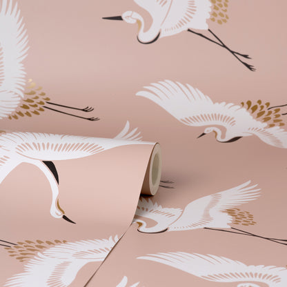 York Wallcoverings Fine Decor Cosette Blush Cranes Wallpaper Animals Bohemian Blush  Wallpaper - FD43792