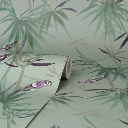 York Wallcoverings Fine Decor Zella Green Bamboo Wallpaper Botanical Kitchen & Bath Green  Wallpaper - FD43795