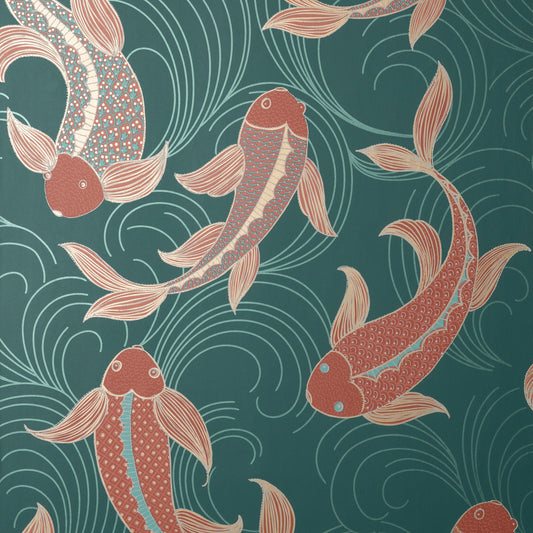 York Wallcoverings Fine Decor Dashiell Teal Decorative Fish Wallpaper Animals Bohemian Teal  Wallpaper - FD43796