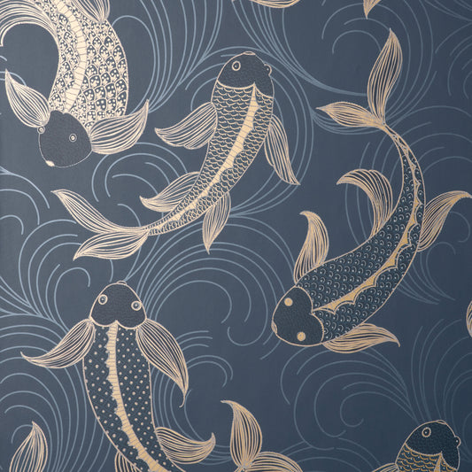 York Wallcoverings Fine Decor Dashiell Navy Decorative Fish Wallpaper Animals Bohemian Navy  Wallpaper - FD43797