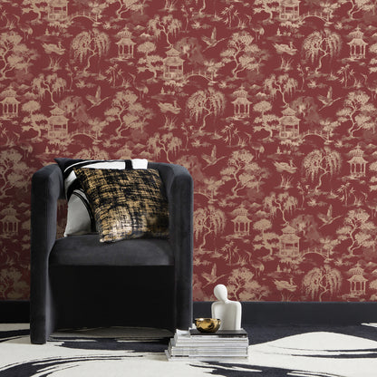 York Wallcoverings Fine Decor Nikolai Ruby Chinoiserie Wallpaper Global Vintage Ruby  Wallpaper - FD43798