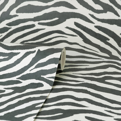 York Wallcoverings Fine Decor Shoshana Black Modern Zebra Wallpaper Animal Print Glam Black  Wallpaper - FD43801