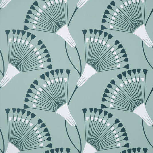 York Wallcoverings Fine Decor Wilder Light Blue Fanning Flower Wallpaper Botanical Bohemian Light Blue  Wallpaper - FD43805