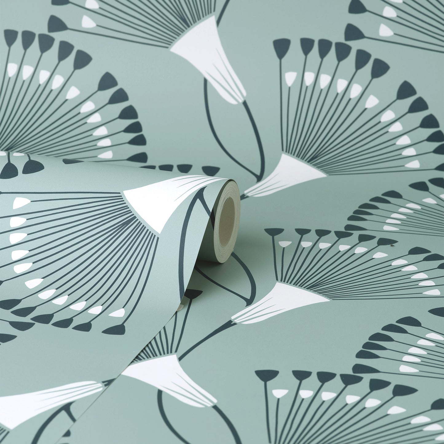 York Wallcoverings Fine Decor Wilder Light Blue Fanning Flower Wallpaper Botanical Bohemian Light Blue  Wallpaper - FD43805