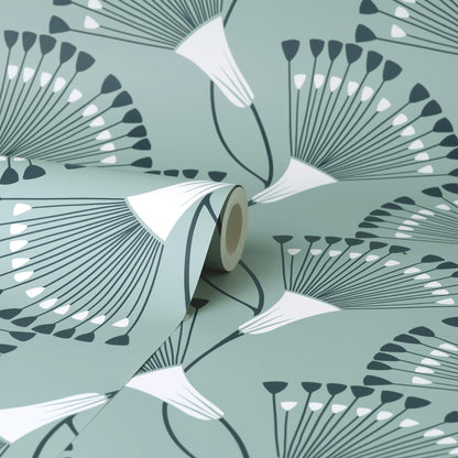 York Wallcoverings Fine Decor Wilder Light Blue Fanning Flower Wallpaper Botanical Bohemian Light Blue  Wallpaper - FD43805