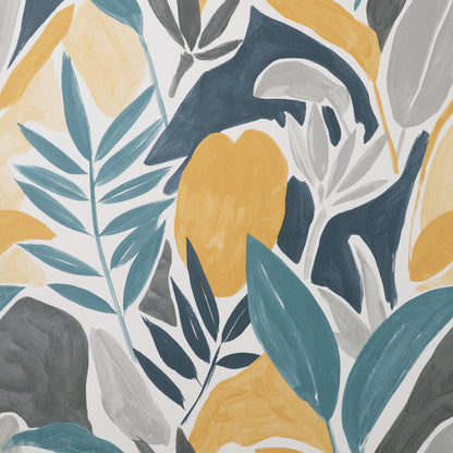York Wallcoverings Fine Decor Marisol Yellow Artistic Leaf Wallpaper Abstract Bohemian Yellow  Wallpaper - FD43806