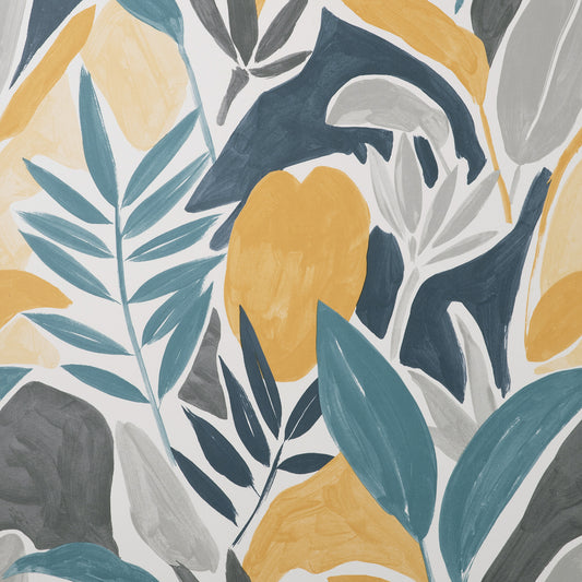 York Wallcoverings Fine Decor Marisol Yellow Artistic Leaf Wallpaper Abstract Bohemian Yellow  Wallpaper - FD43806