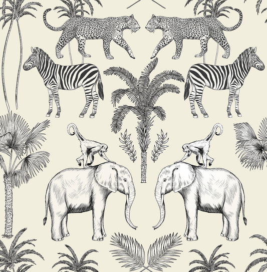 York Wallcoverings Fine Decor Nauman Eggshell Safari Walk Wallpaper Animals Bohemian Eggshell  Wallpaper - FD43817