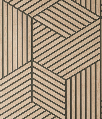 York Wallcoverings Fine Decor Gerrit Light Brown Geometric Panel Wallpaper Graphics Modern Light Brown  Wallpaper - FD43825