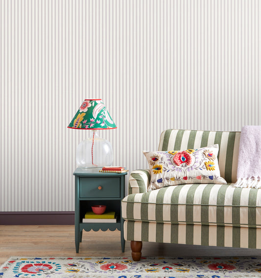 York Wallcoverings Fine Decor Chirico Lavender Ticking Stripe Wallpaper Graphics Traditional Lavender  Wallpaper - FD43827